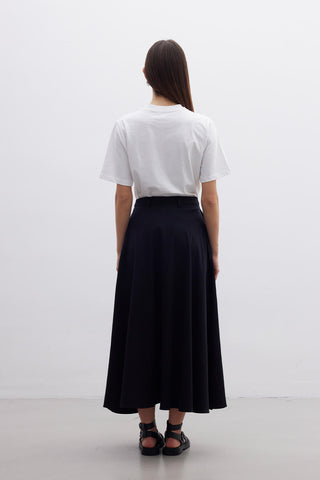 Belted Flared Skirt Black