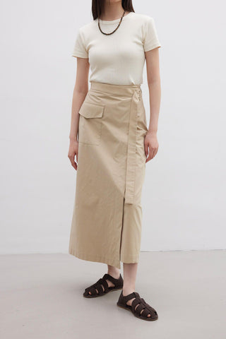 Wrap Pocket Detail Skirt Camel