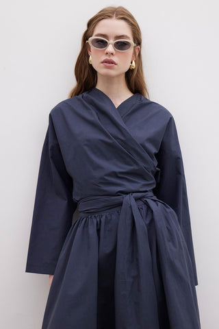 Kimono Style Premium Shirt Navy Blue