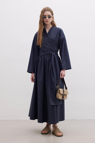 Kimono Style Premium Shirt Navy Blue