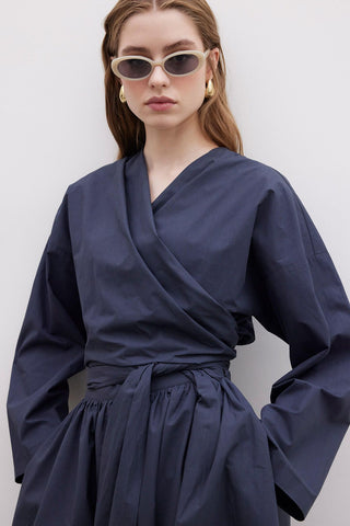 Kimono Style Premium Shirt Navy Blue