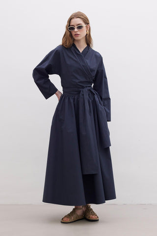 Kimono Style Premium Shirt Navy Blue