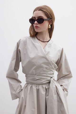 Kimono Style Premium Shirt Stone