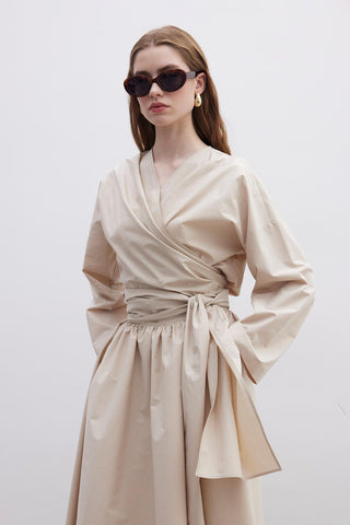 Kimono Stili Premium Gömlek Camel