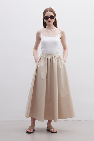 Ruffled Premium Skirt Camel