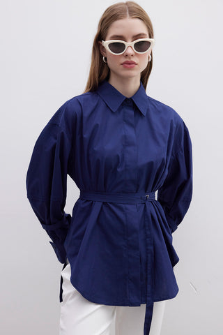 Belt Detail Shirt Navy Blue