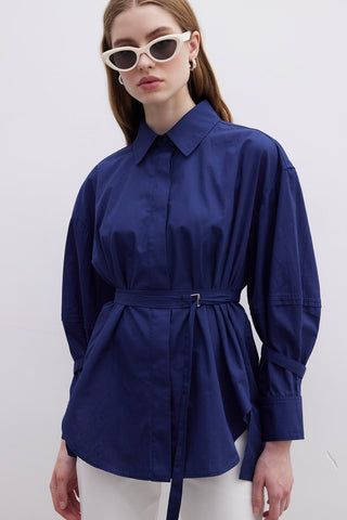 Belt Detail Shirt Navy Blue