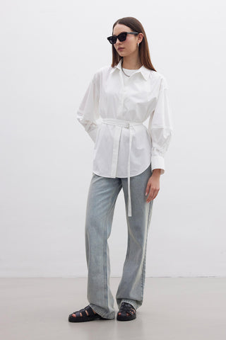 Belt Detail Shirt Ecru