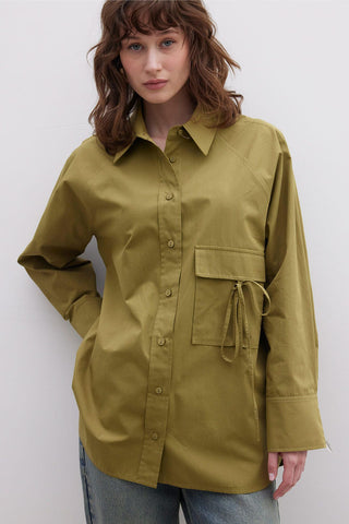 Pocket Tie Detail Shirt Green