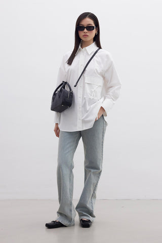 Pocket Tie Detail Shirt Ecru