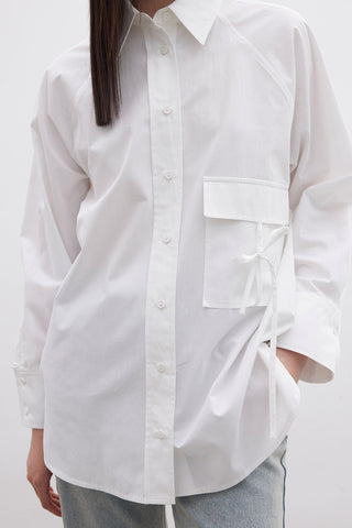 Pocket Tie Detail Shirt Ecru