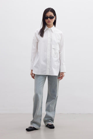 Pocket Tie Detail Shirt Ecru