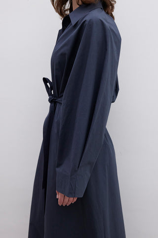 Premium Shirt Dress With Belt Navy Blue