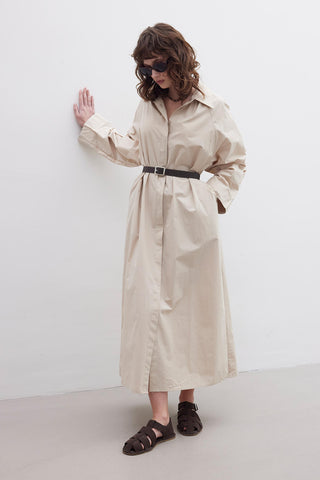 Premium Shirt Dress With Belt Camel