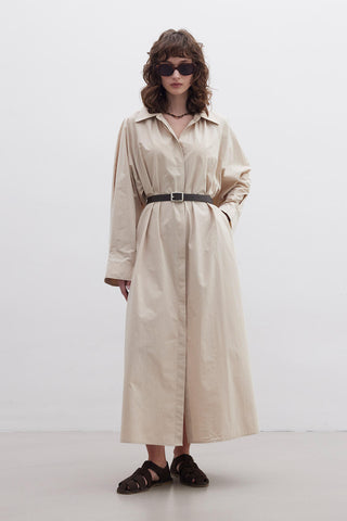 Premium Shirt Dress With Belt Camel