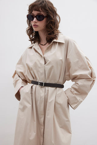 Premium Shirt Dress With Belt Camel