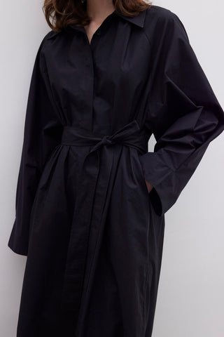 Premium Shirt Dress With Belt Black