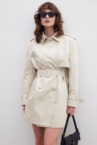 Chelsea Double-Breasted Trench Coat Beige