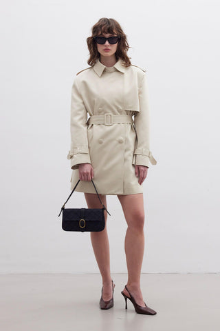 Chelsea Double-Breasted Trench Coat Beige