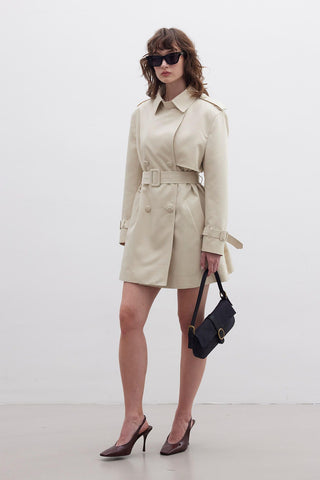 Chelsea Double-Breasted Trench Coat Beige