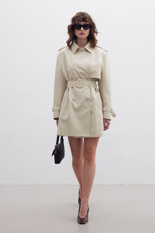 Chelsea Double-Breasted Trench Coat Beige