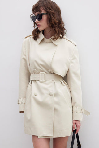 Chelsea Double-Breasted Trench Coat Beige