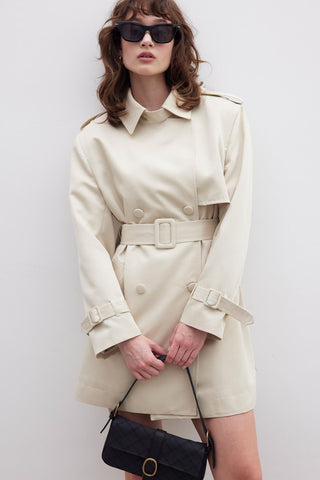 Chelsea Double-Breasted Trench Coat Beige