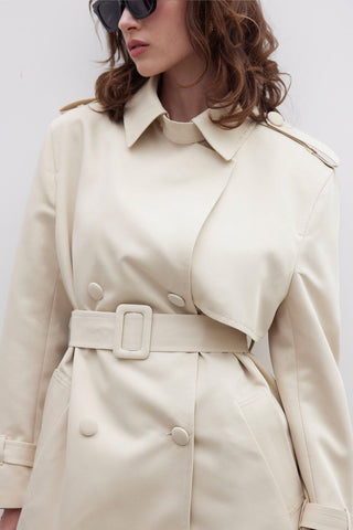 Chelsea Double-Breasted Trench Coat Beige