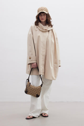 Stockholm Scarf Detailed Oversize Trench Coat Beige