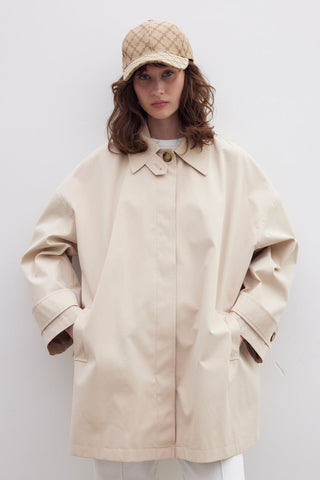 Stockholm Scarf Detailed Oversize Trench Coat Beige