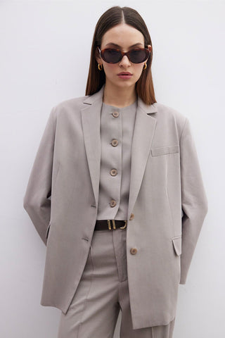 Oversize Natural Blazer Jacket Mink