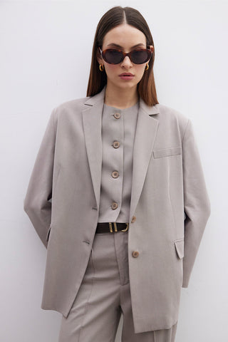 Oversize Doğal Blazer Ceket Vizon