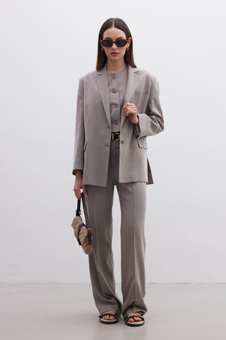 Oversize Doğal Blazer Ceket Vizon