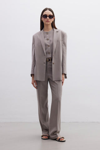Oversize Doğal Blazer Ceket Vizon