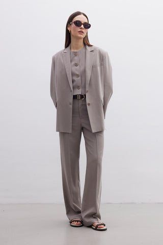 Oversize Doğal Blazer Ceket Vizon