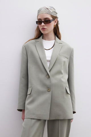 Oversize Natural Blazer Jacket Green