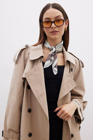 Patterned Satin Neck Scarf Antique