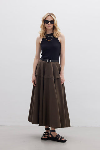 Ruffled Skirt Brown