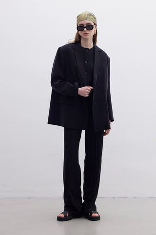 Oversize Natural Blazer Jacket Black
