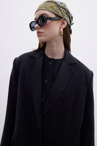 Oversize Naturel Blazer Ceket Siyah