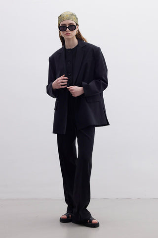 Oversize Natural Blazer Jacket Black