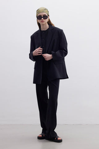 Oversize Naturel Blazer Ceket Siyah