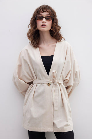 Belted Cotton Jacket Beige