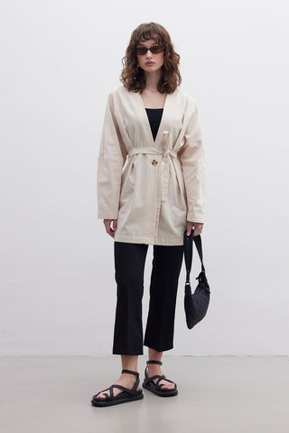 Belted Cotton Jacket Beige