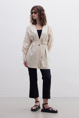 Belted Cotton Jacket Beige