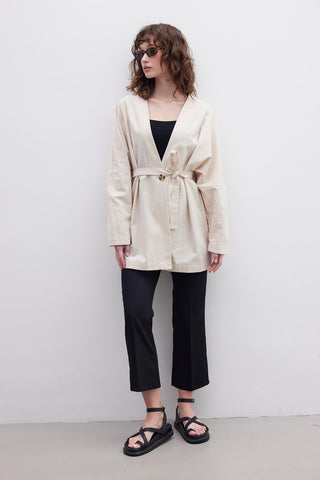 Belted Cotton Jacket Beige