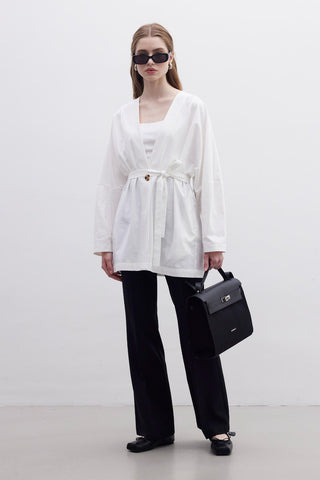Belted Cotton Jacket White