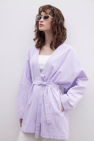 Belted Cotton Jacket Lilac