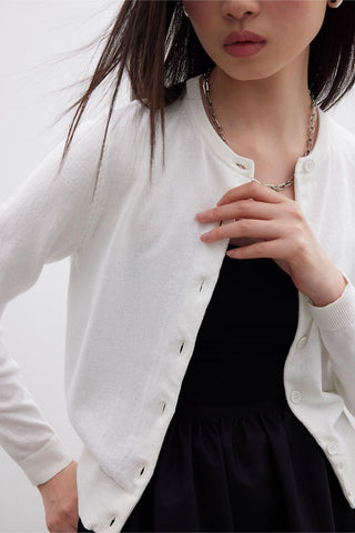 Fine Knit Cardigan Ecru