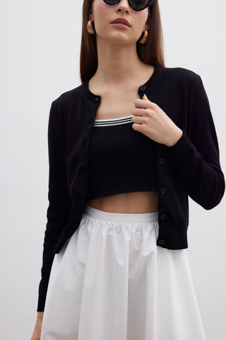 Fine Knit Cardigan Black